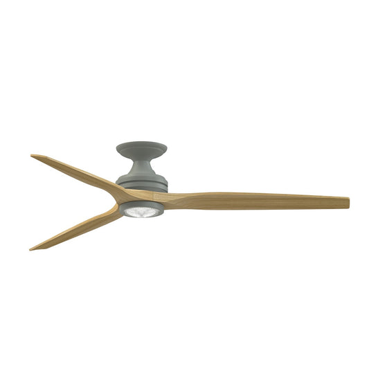 Fanimation Spitfire DC Custom 64in Flush Smart Ceiling Fan with LED Light Kit | Antique Graphite and Natural Buttonwood | Model FPD6721BAGP-64N-LK-F