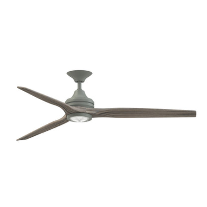 Fanimation Spitfire DC Custom 64in Downrod Smart Ceiling Fan with LED Light Kit | Antique Graphite and Weathered Wood | Model FPD6721BAGP-64WE-LK