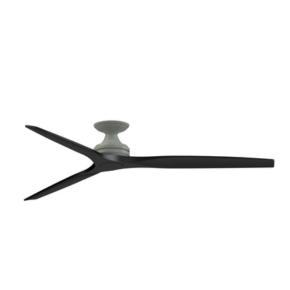 Fanimation Spitfire DC Custom 72in Flush Mount Smart Ceiling Fan | Antique Graphite and Black Blades | Covered Patio | Model FPD6721BAGP-72BL-F