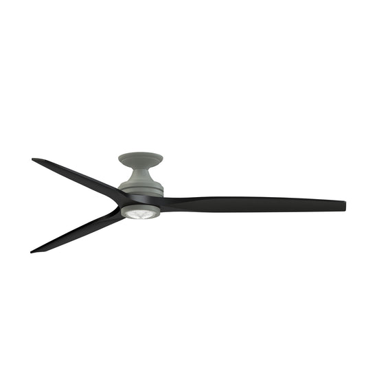Fanimation Spitfire DC Custom 72in Flush Mount Smart Ceiling Fan with LED Light Kit | Antique Graphite and Black Blades | Model FPD6721BAGP-72BL-LK-F