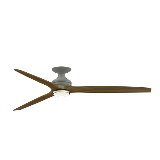 Fanimation Spitfire 72in Flush Mount DC Smart Ceiling Fan | Antique Graphite and Koa Wood Blades | Low Ceiling | Model FPD6721BAGP-72K-DWLK-F