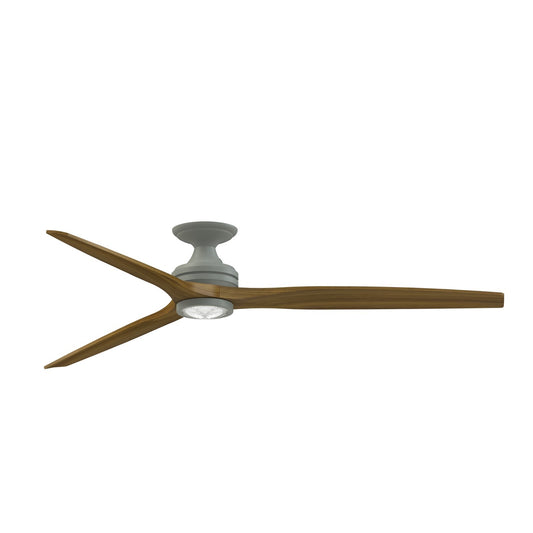 Fanimation Spitfire DC Custom 72in Flush Ceiling Fan | Antique Graphite and Koa Wood Blades | Covered Patio & Living | Model FPD6721BAGP-72K-LK-F