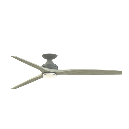 Fanimation Spitfire DC Custom 72in Flush Ceiling Fan | Antique Graphite and Light Oak Blades | Covered Patio & Living | Model FPD6721BAGP-72LO-DWLK-F
