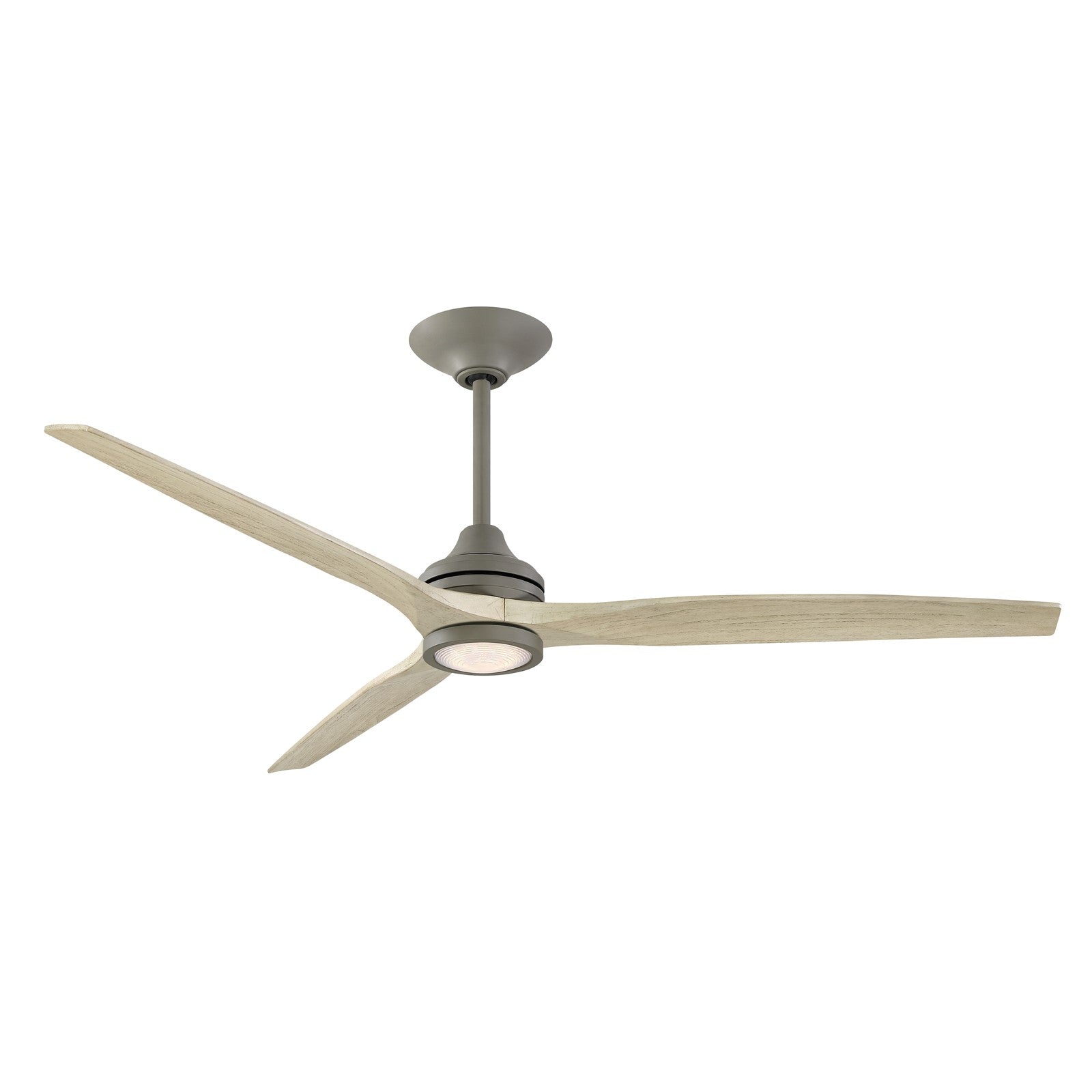 Fanimation Spitfire DC Custom 72in Downrod Ceiling Fan with LED Light Kit | Antique Graphite and Light Oak Buttonwood | Model FPD6721BAGP-72LO-LK