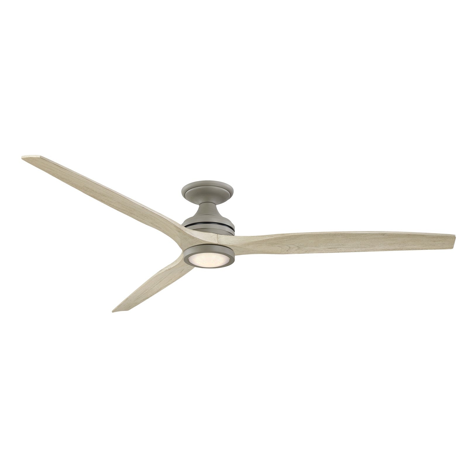 Fanimation Spitfire DC Custom 72in Flush Ceiling Fan with LED Light Kit | Antique Graphite and Light Oak Buttonwood | Model FPD6721BAGP-72LO-LK-F