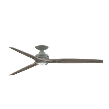 Fanimation Spitfire 72in Flush Smart Ceiling Fan with LED Light Kit | Antique Graphite and Weathered Wood | Covered | Model FPD6721BAGP-72WE-LK-F