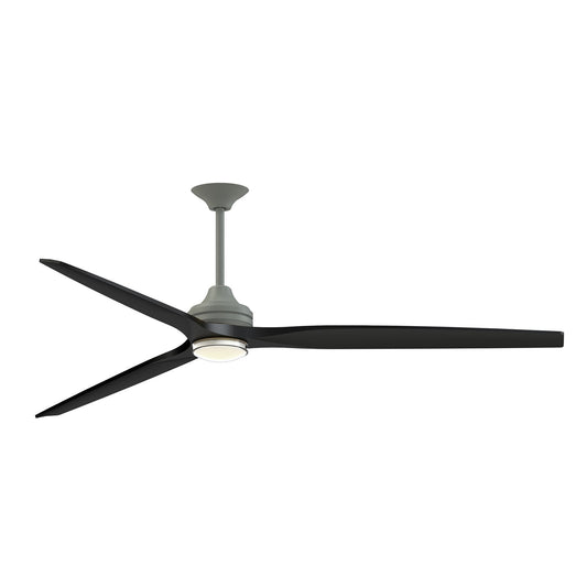 Fanimation Spitfire 84in Downrod Smart Ceiling Fan with LED Light Kit | Antique Graphite and Black | Covered Patio | Model FPD6721BAGP-84BL-DWLK