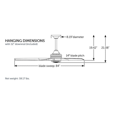 Fanimation Spitfire 84in 1-Light Ceiling Fan | Antique Graphite and Koa Wood Blades | Covered Patio & Great Room | Model FPD6721BAGP-84K-DWLK