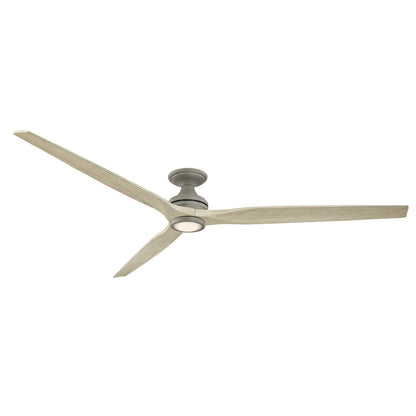Fanimation Spitfire DC Custom 84in Flush Smart Ceiling Fan with LED Light | Antique Graphite and Light Oak Buttonwood | Model FPD6721BAGP-84LO-LK-F