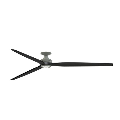Fanimation Spitfire 96in Flush Ceiling Fan with LED Light Kit | Antique Graphite and Black Blades | Covered Patio | Model FPD6721BAGP-96BL-LK-F
