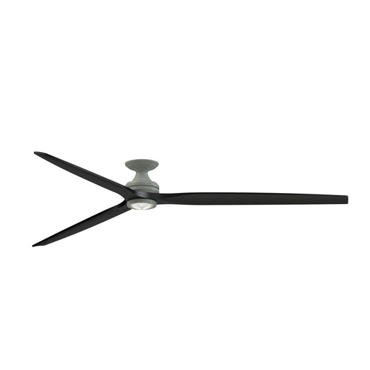 Fanimation Spitfire 96in Flush Ceiling Fan with LED Light Kit | Antique Graphite and Black Blades | Covered Patio | Model FPD6721BAGP-96BL-LK-F