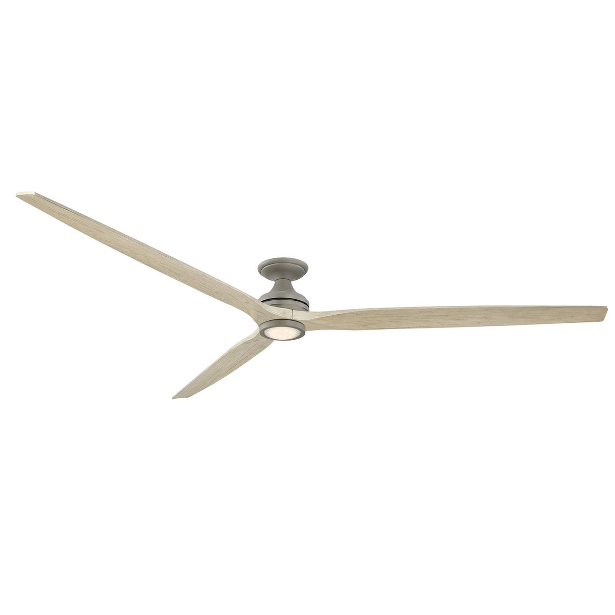 Fanimation Spitfire 96in Flush Ceiling Fan with LED Light | Antique Graphite and Light Oak Buttonwood | Covered Patio | Model FPD6721BAGP-96LO-LK-F