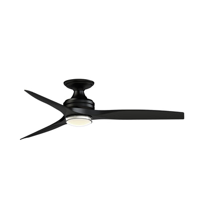 Fanimation Spitfire DC Custom 54in Flush Ceiling Fan with LED Light Kit | Black and Black Blades | Covered Patio | Model FPD6721BBL-54BL-DWLK-F