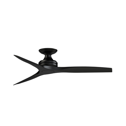 Fanimation Spitfire 54in Flush Ceiling Fan | Matte Black and Black Buttonwood Blades | Covered Patio & Bedroom | Model FPD6721BBL-54BL-F