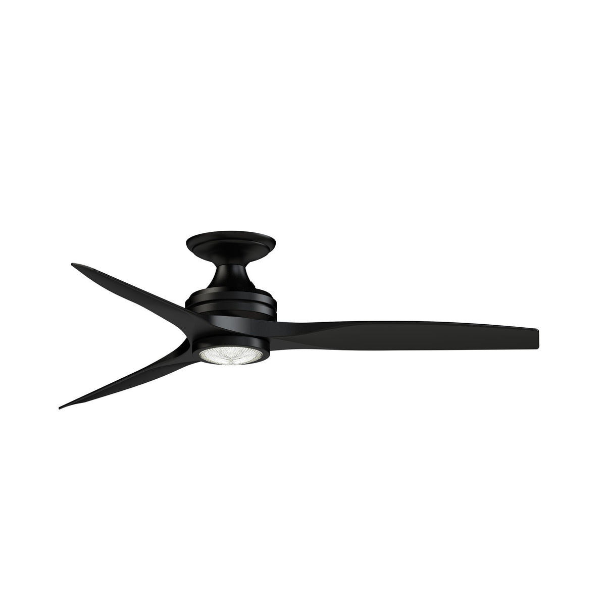 Fanimation Spitfire 54in Flush Mount Smart Ceiling Fan | Black and Black Buttonwood Blades | Covered Patio & Bedroom | Model FPD6721BBL-54BL-LK-F