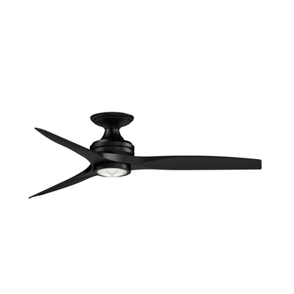 Fanimation Spitfire 54in Flush Mount Smart Ceiling Fan | Black and Black Buttonwood Blades | Covered Patio & Bedroom | Model FPD6721BBL-54BL-LK-F