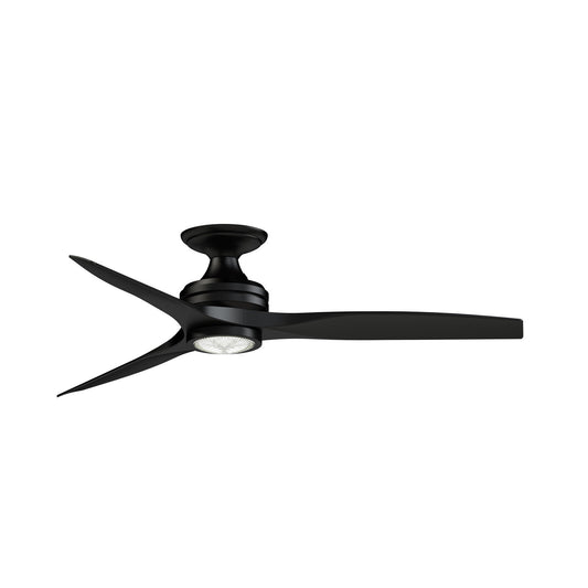 Fanimation Spitfire 54in Flush Mount Smart Ceiling Fan | Black and Black Buttonwood Blades | Covered Patio & Bedroom | Model FPD6721BBL-54BL-LK-F