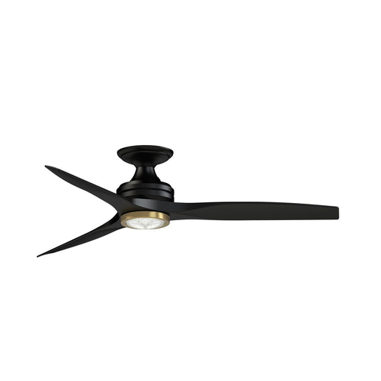 Fanimation Spitfire 54in Flush Ceiling Fan with LED Light Kit | Matte Black and Black Buttonwood Blades | Covered | Model FPD6721BBL-54BL-LKBBS-F