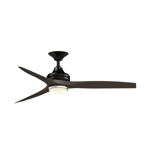 Fanimation Spitfire 54in Downrod Smart Ceiling Fan | Black and Dark Walnut Buttonwood Blades | Covered Patio & Living | Model FPD6721BBL-54DWA-DWLK