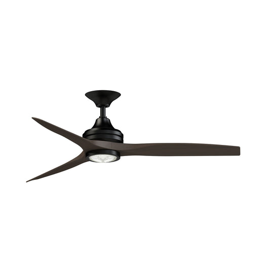 Fanimation Spitfire DC Custom 54in Smart Ceiling Fan with LED Light | Black and Dark Walnut | Covered Patio & Bedroom | Model FPD6721BBL-54DWA-LK