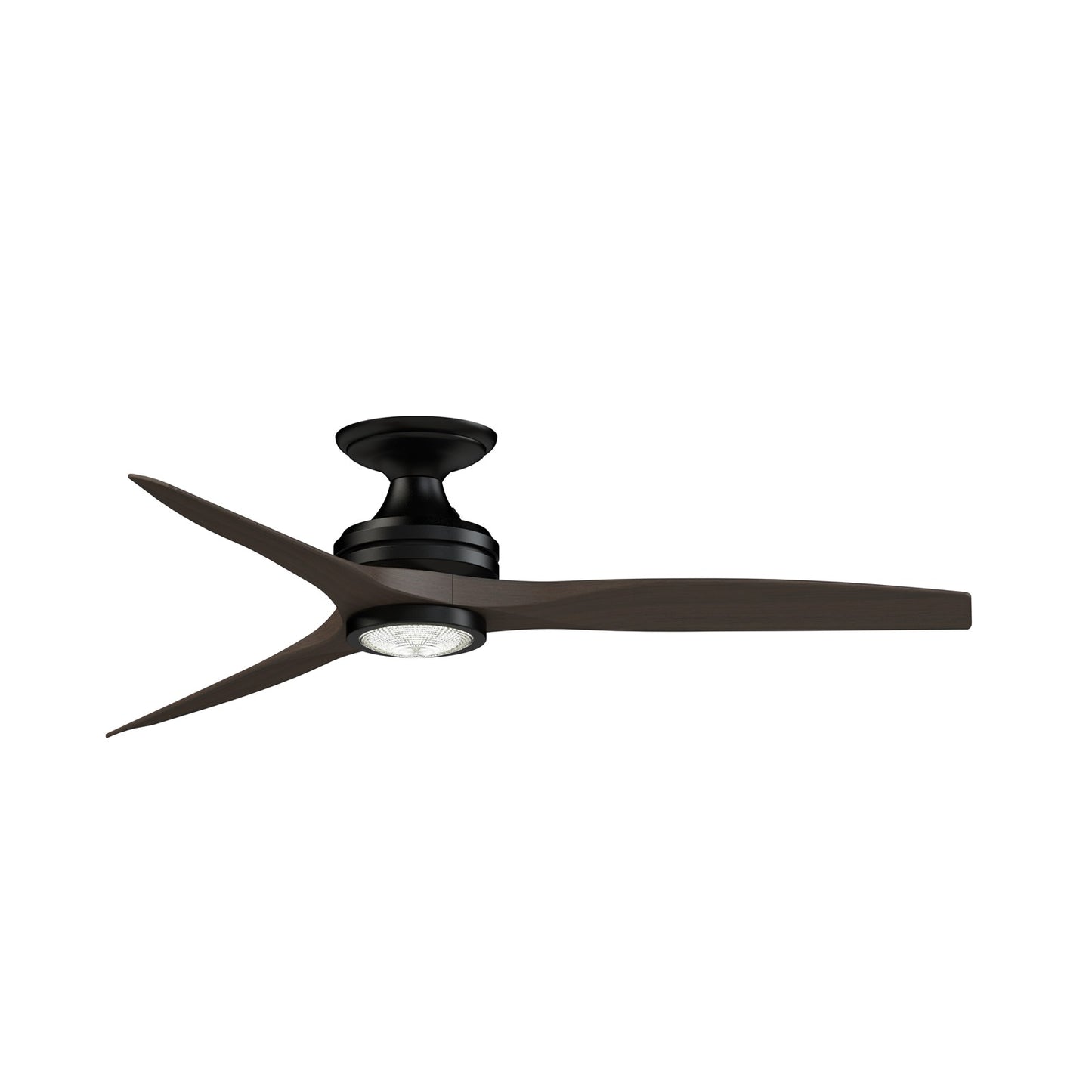Fanimation Spitfire DC Custom 54in Flush Mount Smart Ceiling Fan with LED Light | Black and Dark Walnut | Covered Patio | Model FPD6721BBL-54DWA-LK-F