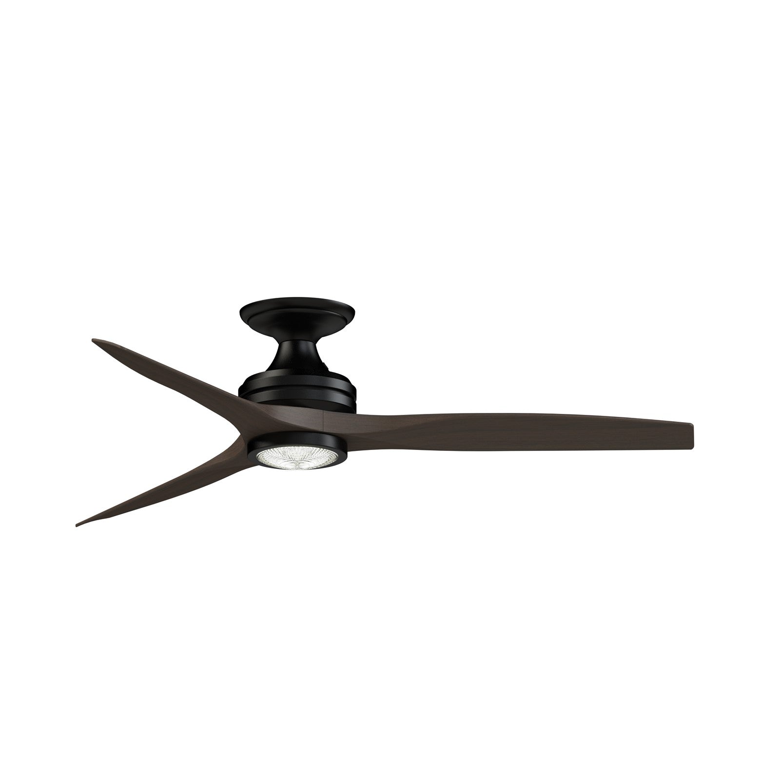 Fanimation Spitfire DC Custom 54in Flush Mount Smart Ceiling Fan with LED Light | Black and Dark Walnut | Covered Patio | Model FPD6721BBL-54DWA-LK-F