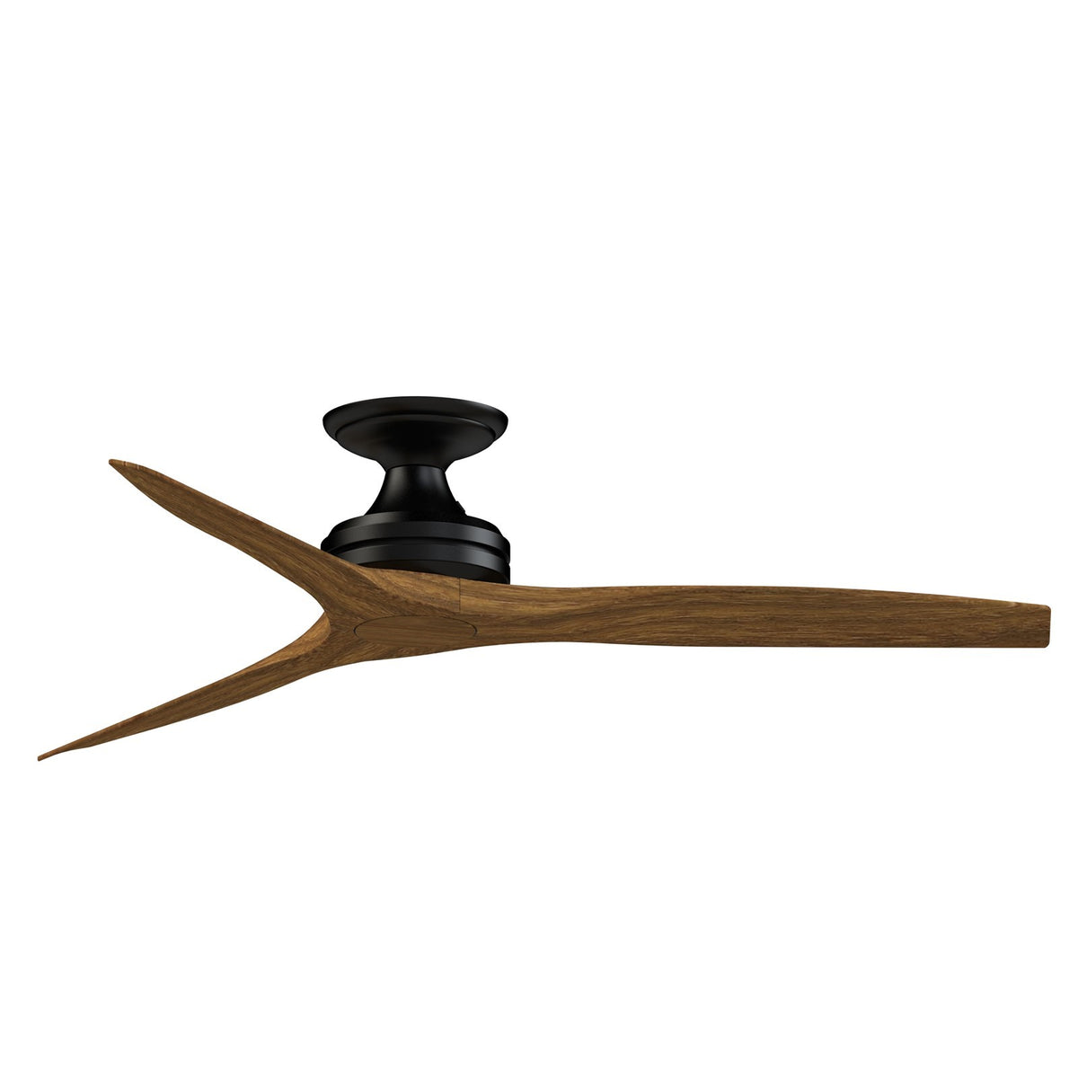Fanimation Spitfire DC Custom 54in Flush Ceiling Fan | Black and Koa Wood Blades | Covered Patio & Living Room | Model FPD6721BBL-54K-F