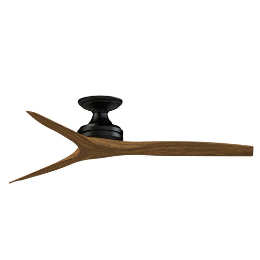 Fanimation Spitfire DC Custom 54in Flush Ceiling Fan | Black and Koa Wood Blades | Covered Patio & Living Room | Model FPD6721BBL-54K-F