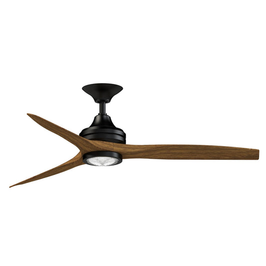 Fanimation Spitfire DC Custom 54in 1-Light Ceiling Fan | Black and Koa Wood Blades | Covered Patio & Living Room | Model FPD6721BBL-54K-LK