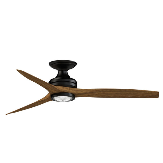 Fanimation Spitfire DC Custom 54in Flush Ceiling Fan | Black and Koa Blades | Covered Patio & Living Room | Model FPD6721BBL-54K-LK-F
