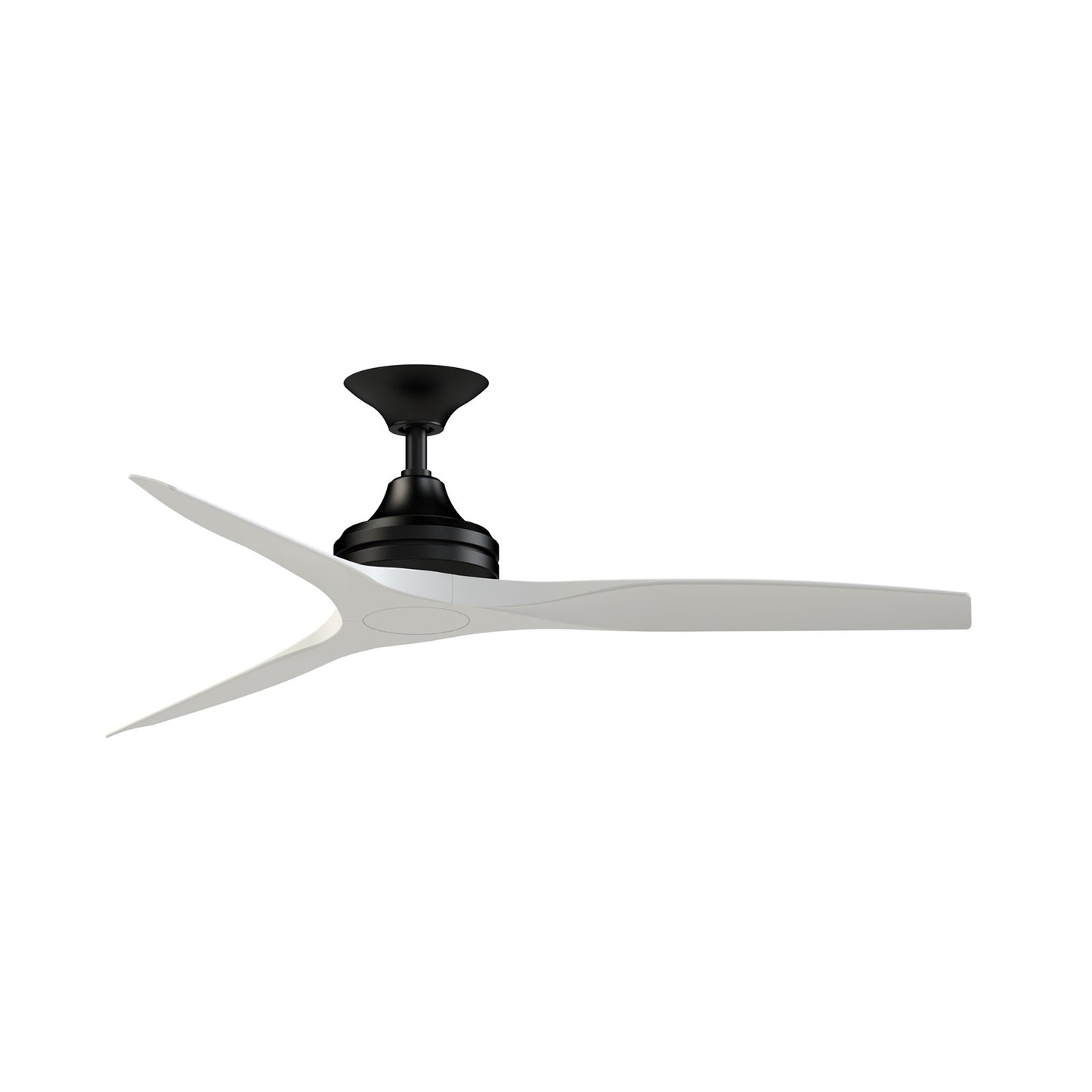 Fanimation Spitfire DC Custom 54in Downrod Ceiling Fan | Black and Matte White Blades | Covered Patio & Living Room | Model FPD6721BBL-54MW
