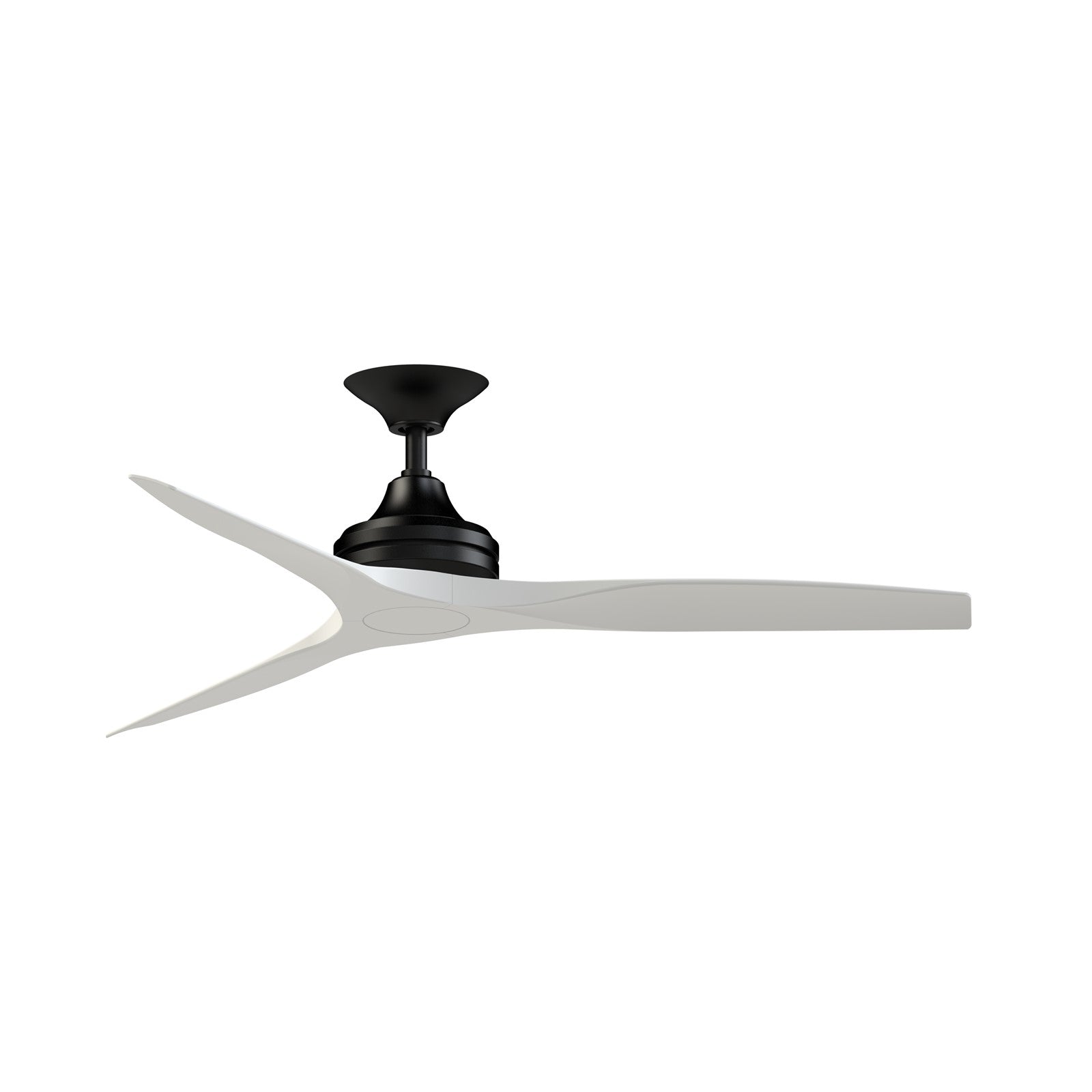 Fanimation Spitfire DC Custom 54in Downrod Ceiling Fan | Black and Matte White Blades | Covered Patio & Living Room | Model FPD6721BBL-54MW