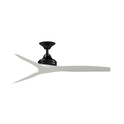 Fanimation Spitfire DC Custom 54in Downrod Ceiling Fan | Black and Matte White Blades | Covered Patio & Living Room | Model FPD6721BBL-54MW