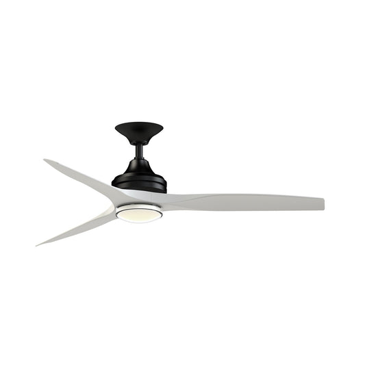 Fanimation Spitfire DC Custom 54in Downrod Ceiling Fan | Black and Matte White Blades | Covered Patio & Living Room | Model FPD6721BBL-54MW-DWLK