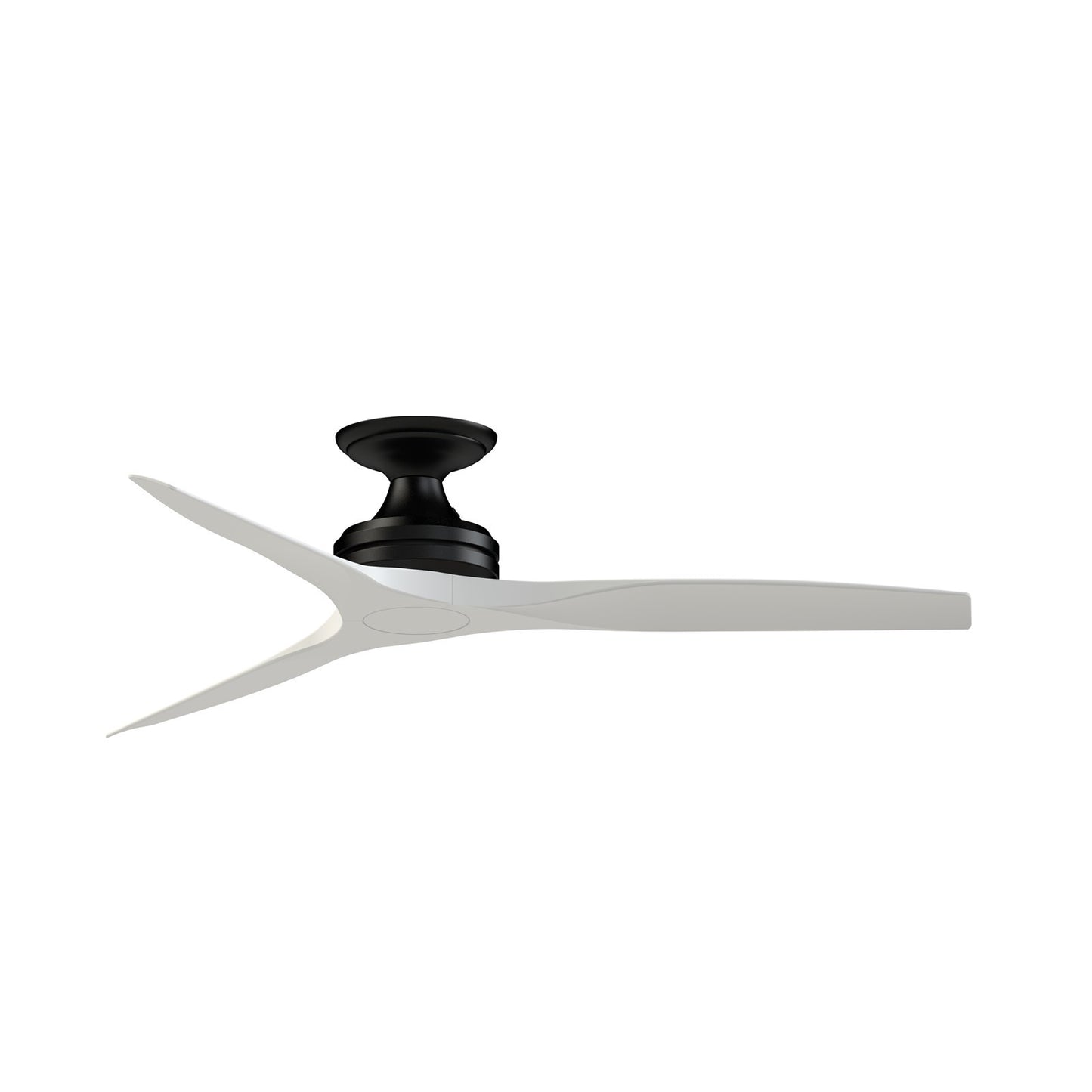 Fanimation Spitfire DC Custom 54in Flush Mount Smart Ceiling Fan | Black and Matte White Buttonwood | Covered Patio | Model FPD6721BBL-54MW-F