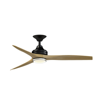 Fanimation Spitfire DC Custom 54in 1-Light Ceiling Fan | Black and Natural Buttonwood | Covered Patio & Living Room | Model FPD6721BBL-54N-DWLK