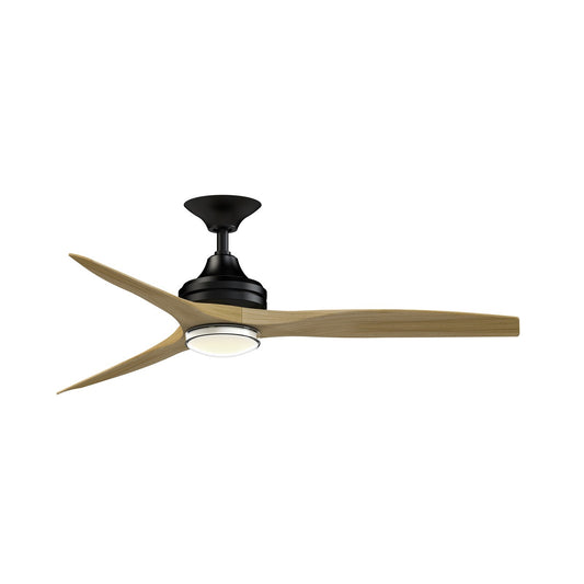 Fanimation Spitfire DC Custom 54in 1-Light Ceiling Fan | Black and Natural Buttonwood | Covered Patio & Living Room | Model FPD6721BBL-54N-DWLK