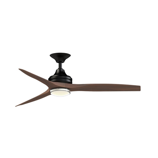 Fanimation Spitfire DC Custom 54in Smart Ceiling Fan | Black and Whiskey Wood with Clear Glass | Indoor & Covered | Model FPD6721BBL-54WK-DWLK