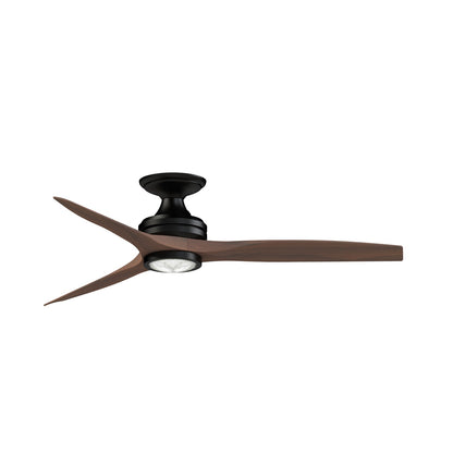Fanimation Spitfire DC Custom 54in Flush Ceiling Fan with LED | Matte Black and Whiskey Wood | Covered Patio & Bedroom | Model FPD6721BBL-54WK-LK-F
