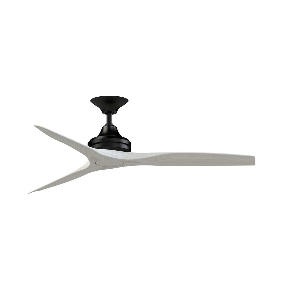Fanimation Spitfire DC Custom 54in Downrod Ceiling Fan | Matte Black and White Washed Wood | Covered Patio & Bedroom | Model FPD6721BBL-54WW