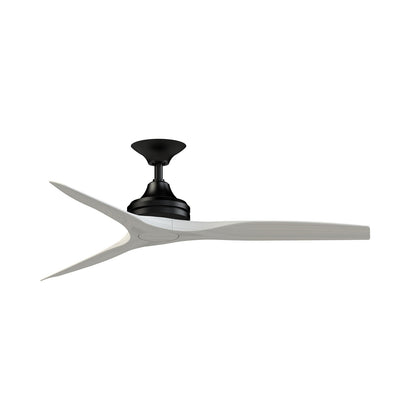 Fanimation Spitfire DC Custom 54in Downrod Ceiling Fan | Matte Black and White Washed Wood | Covered Patio & Bedroom | Model FPD6721BBL-54WW