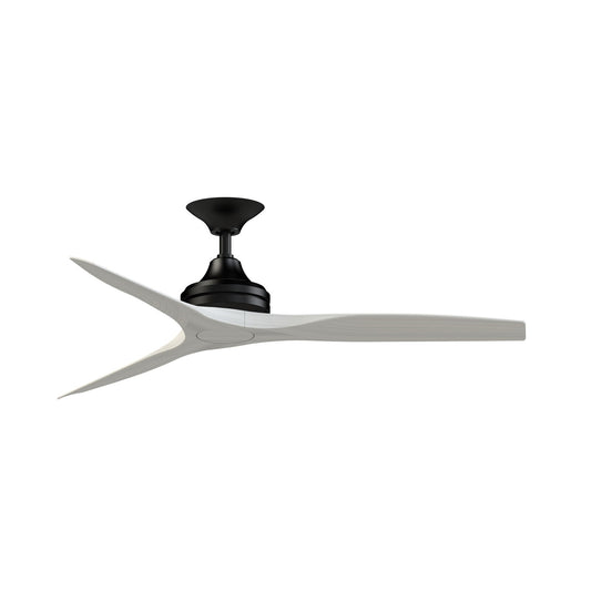 Fanimation Spitfire DC Custom 54in Downrod Ceiling Fan | Matte Black and White Washed Wood | Covered Patio & Bedroom | Model FPD6721BBL-54WW