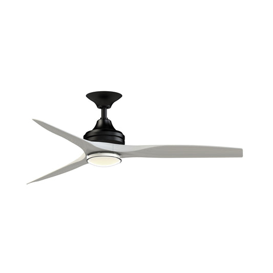 Fanimation Spitfire DC Custom 54in 1-Light Ceiling Fan | Black and Washed White Buttonwood | Covered Patio & Porch | Model FPD6721BBL-54WW-DWLK