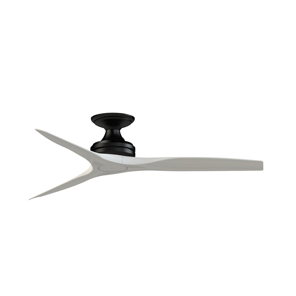Fanimation Spitfire DC Custom 54in Flush Ceiling Fan | Black and Washed White Buttonwood | Covered Patio & Porch | Model FPD6721BBL-54WW-F