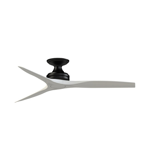 Fanimation Spitfire DC Custom 54in Flush Ceiling Fan | Black and Washed White Buttonwood | Covered Patio & Porch | Model FPD6721BBL-54WW-F