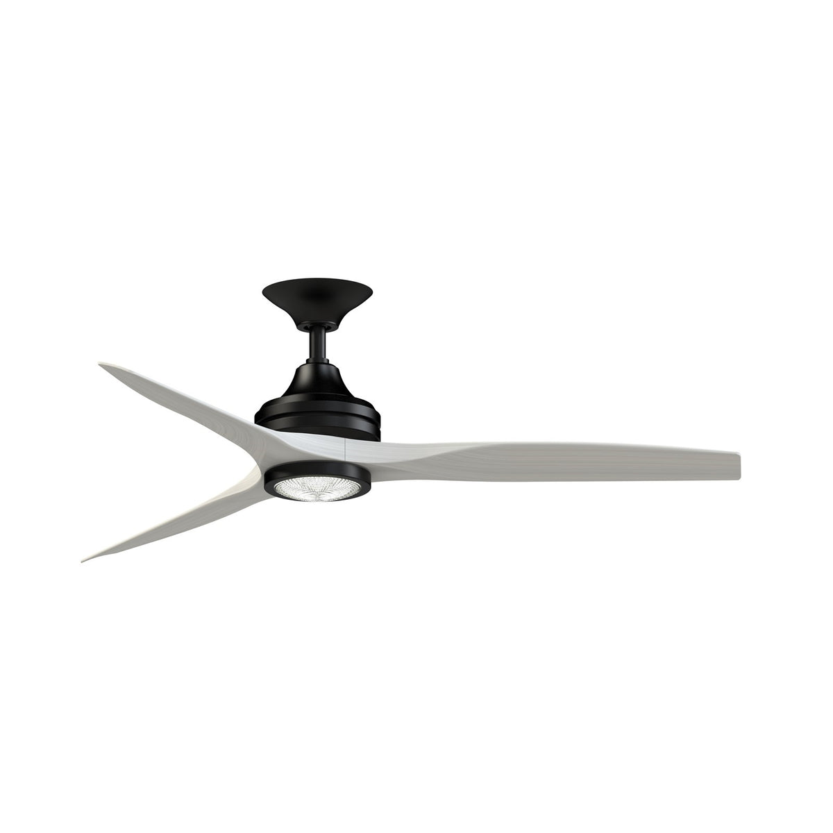 Fanimation Spitfire DC Custom 54in 1-Light Ceiling Fan | Black and Washed White Buttonwood | Covered Patio & Porch | Model FPD6721BBL-54WW-LK