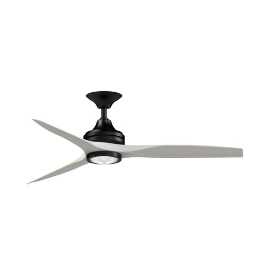 Fanimation Spitfire DC Custom 54in 1-Light Ceiling Fan | Black and Washed White Buttonwood | Covered Patio & Porch | Model FPD6721BBL-54WW-LK