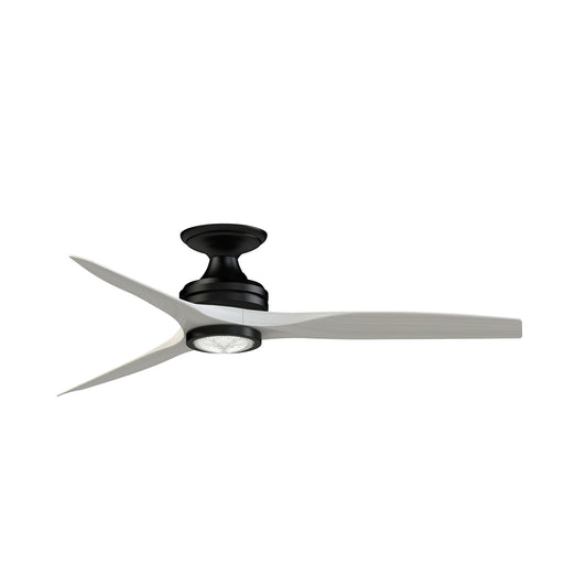 Fanimation Spitfire 54in 1-Light Ceiling Fan | Modern Black and White Washed Buttonwood | Covered Patio & Living Room | Model FPD6721BBL-54WW-LK-F