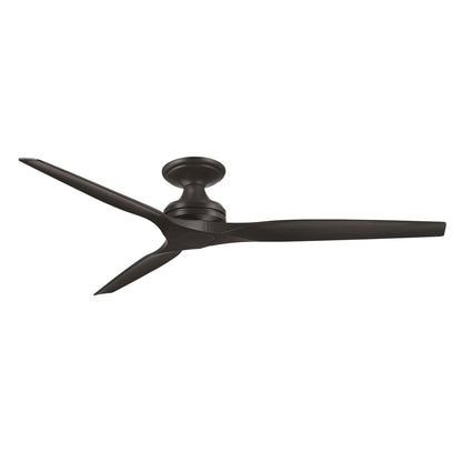 Fanimation Spitfire DC Custom 64in Flush Ceiling Fan | Modern Black and Black Buttonwood Blades | Covered Patio & Bedroom | Model FPD6721BBL-64BL-F