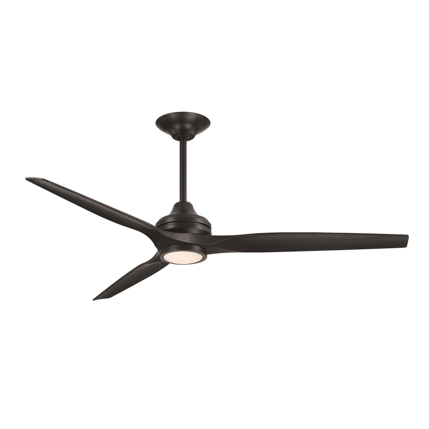 Fanimation Spitfire DC Custom 64in Downrod Ceiling Fan with LED Light | Modern Black and Black Buttonwood Blades | Covered | Model FPD6721BBL-64BL-LK